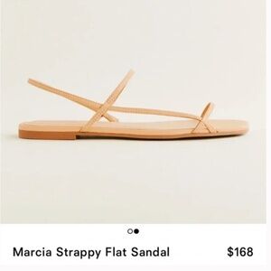 Reformation Marcia Strappy Flat Sandal Size 8.5 in Porcini Leather